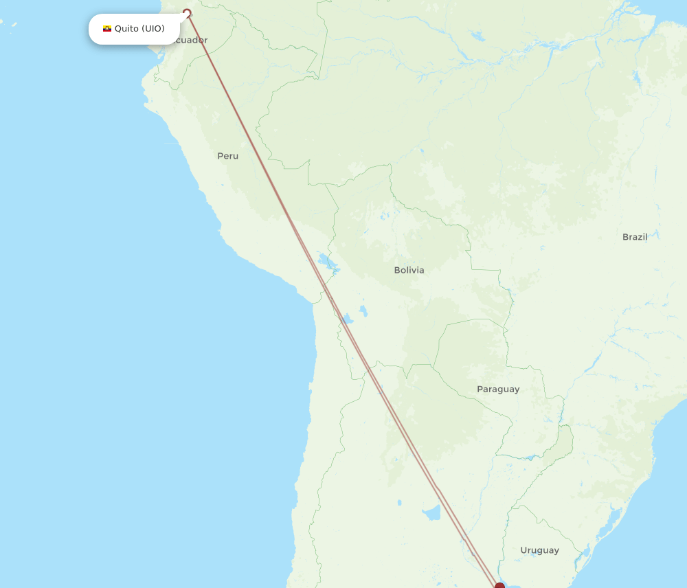 Quito - Neuquen route map and flight paths