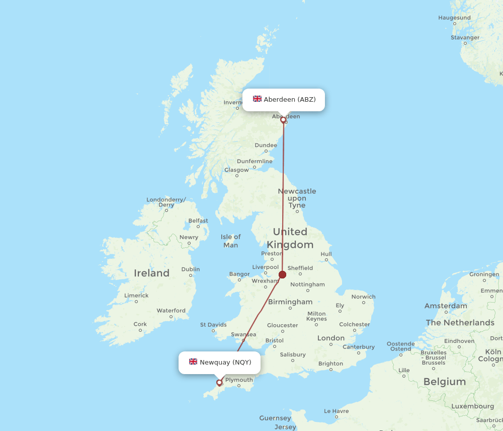 NQY-ABZ flight routes