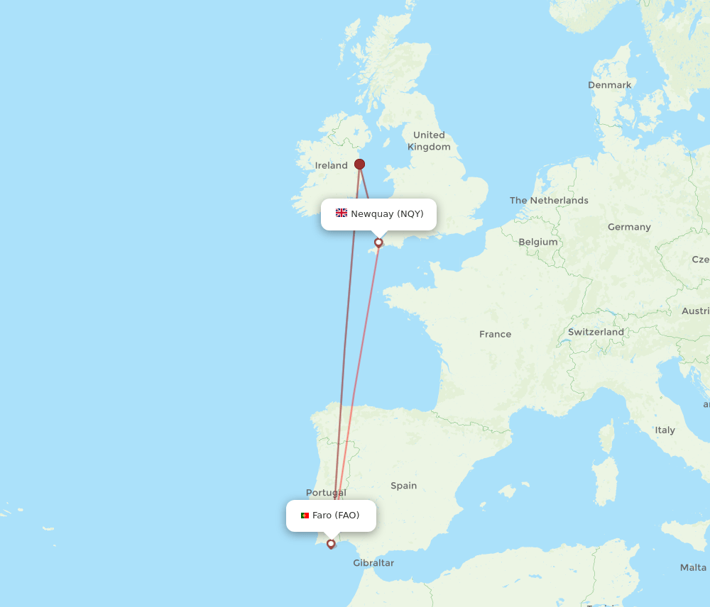 NQY-FAO flight routes