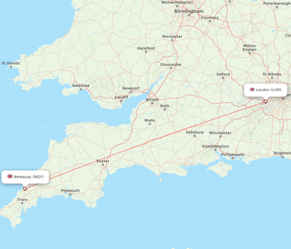 NQY-LHR flight routes