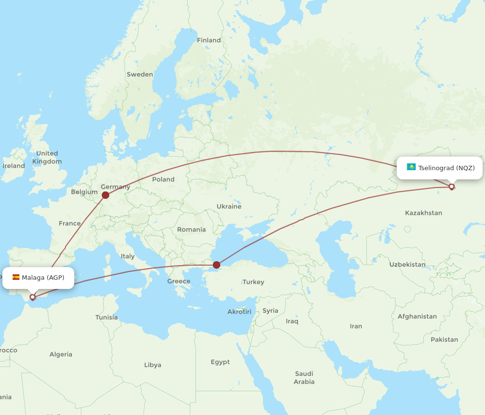 NQZ-AGP flight routes