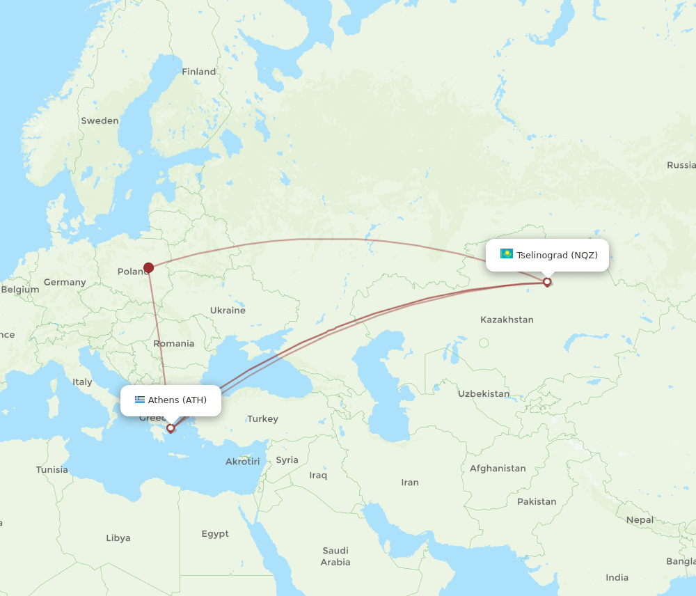 NQZ-ATH flight routes