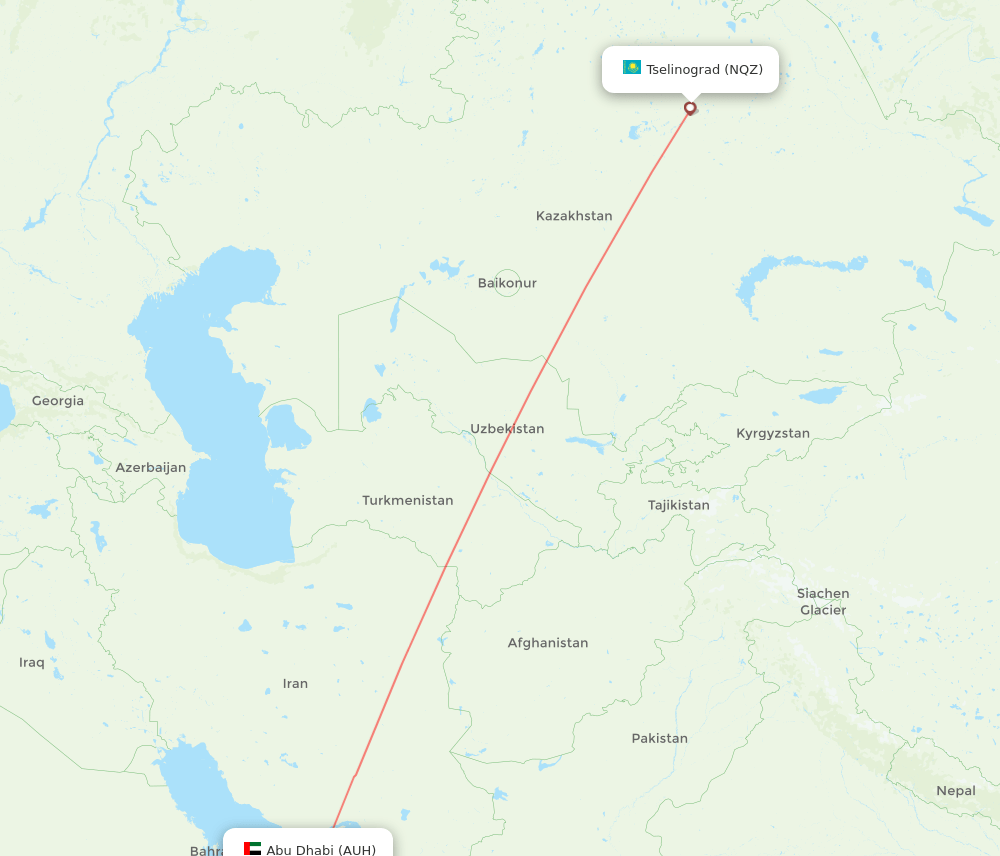NQZ to AUH flights and routes map
