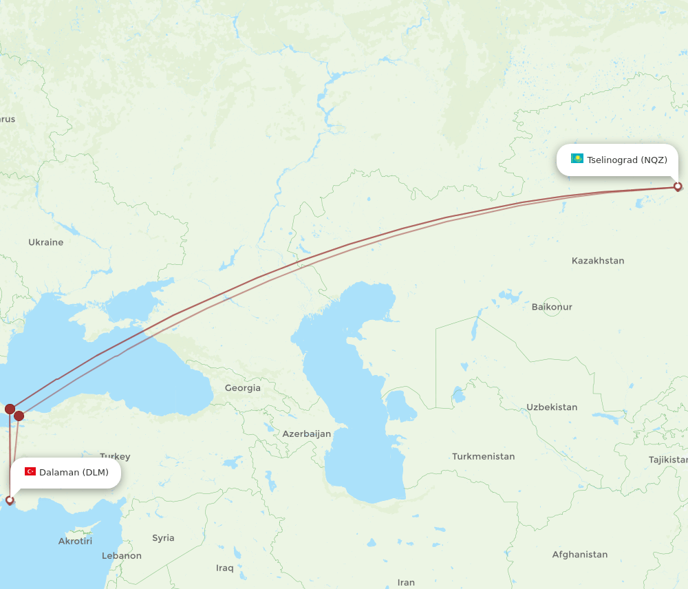 NQZ-DLM flight routes