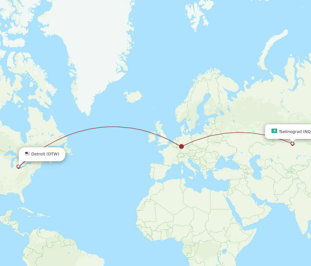 NQZ-DTW flight routes