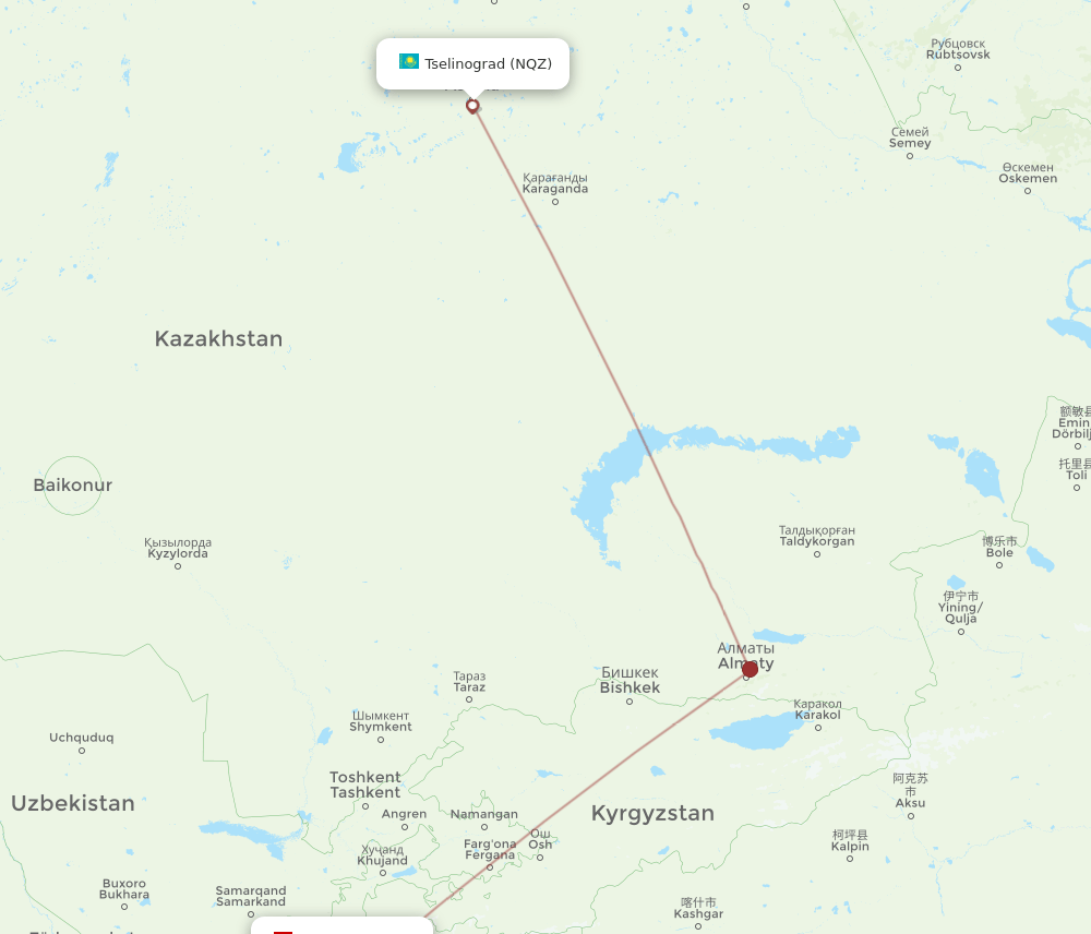 NQZ to DYU flights and routes map