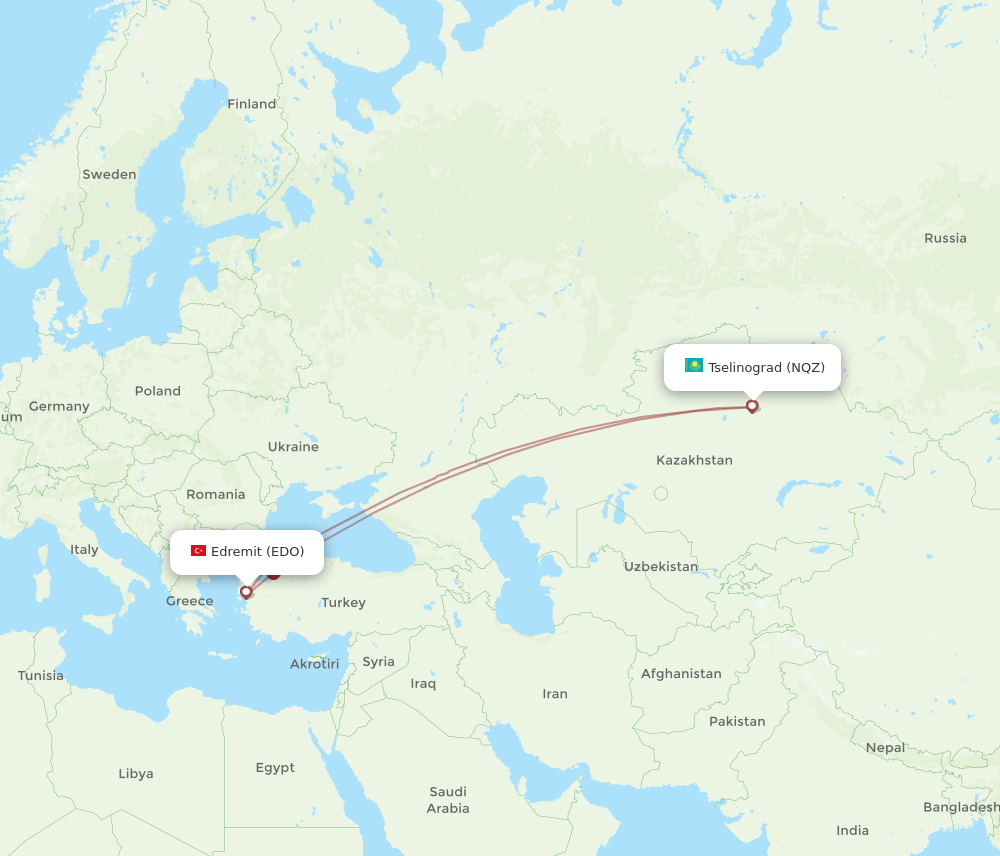 NQZ to EDO flights and routes map