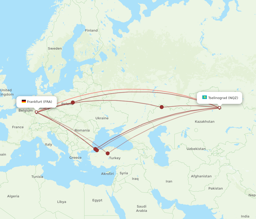 NQZ-FRA flight routes