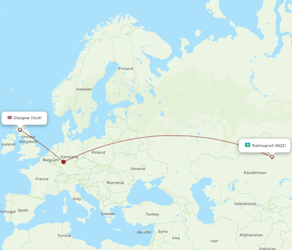 NQZ-GLA flight routes