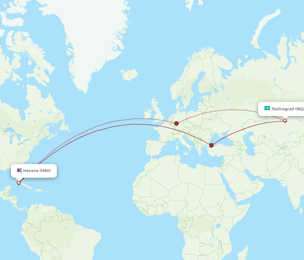 NQZ-HAV flight routes