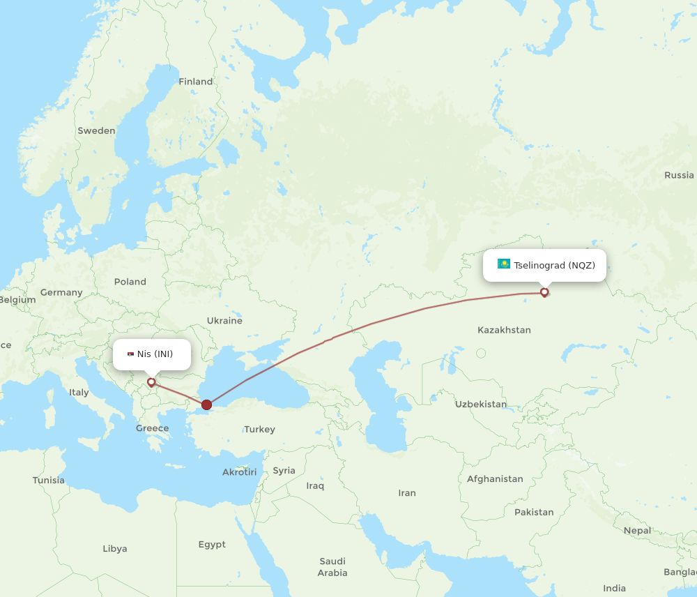 NQZ-INI flight routes