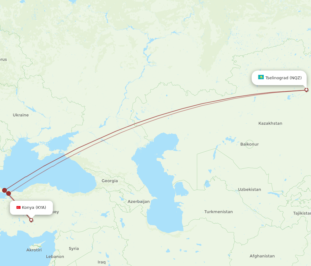 NQZ-KYA flight routes