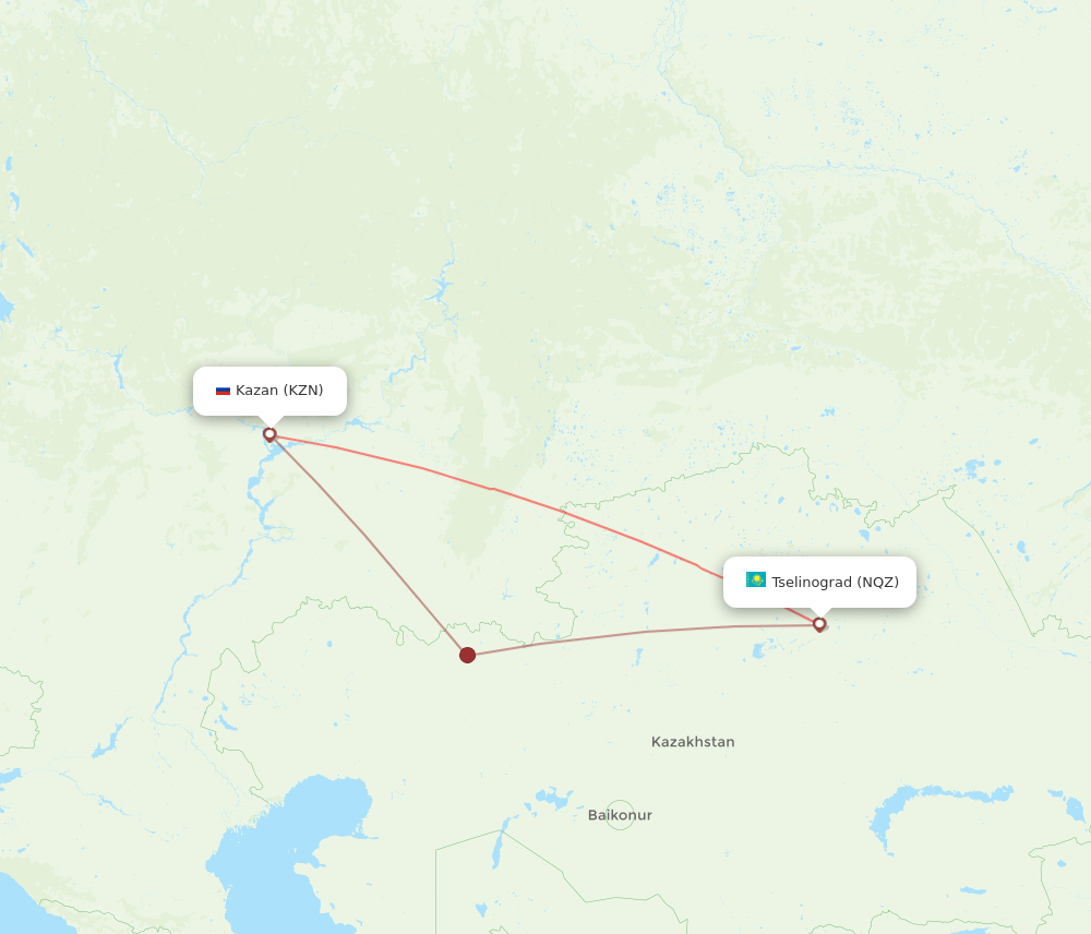 NQZ to KZN flights and routes map