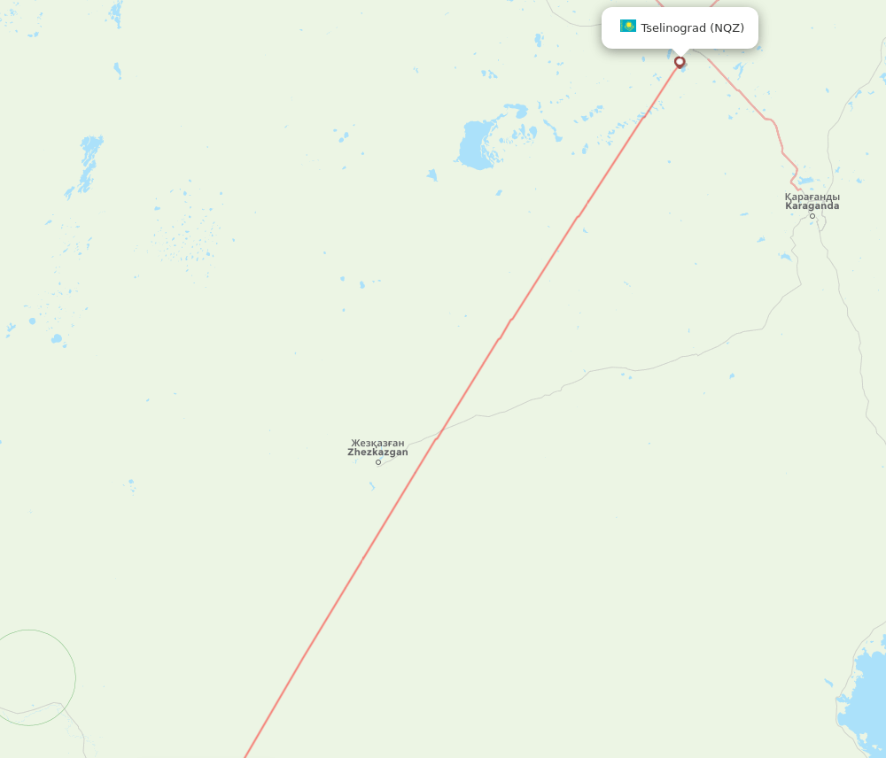 Astana - Kzyl-Orda route map and flight paths