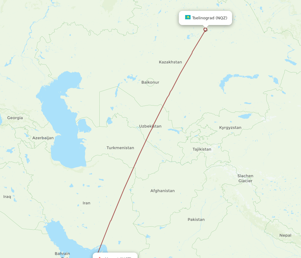 NQZ-MCT flight routes