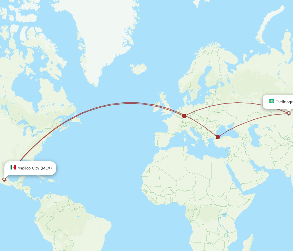 NQZ-MEX flight routes