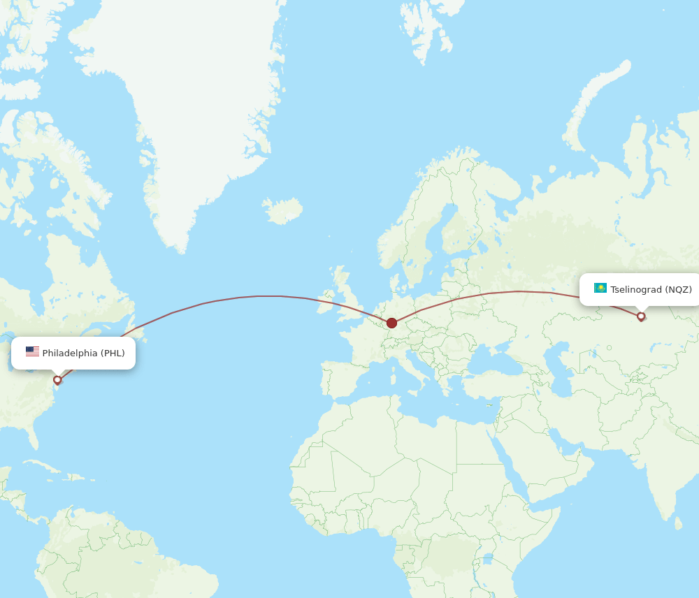 NQZ-PHL flight routes