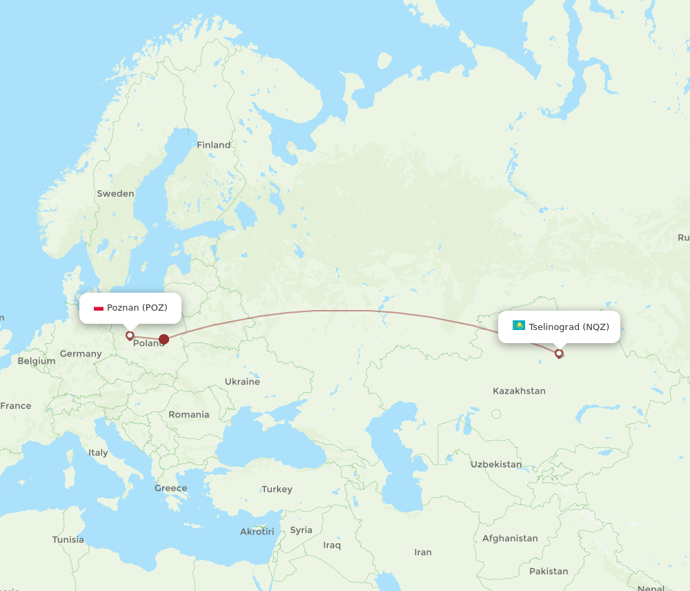 NQZ-POZ flight routes