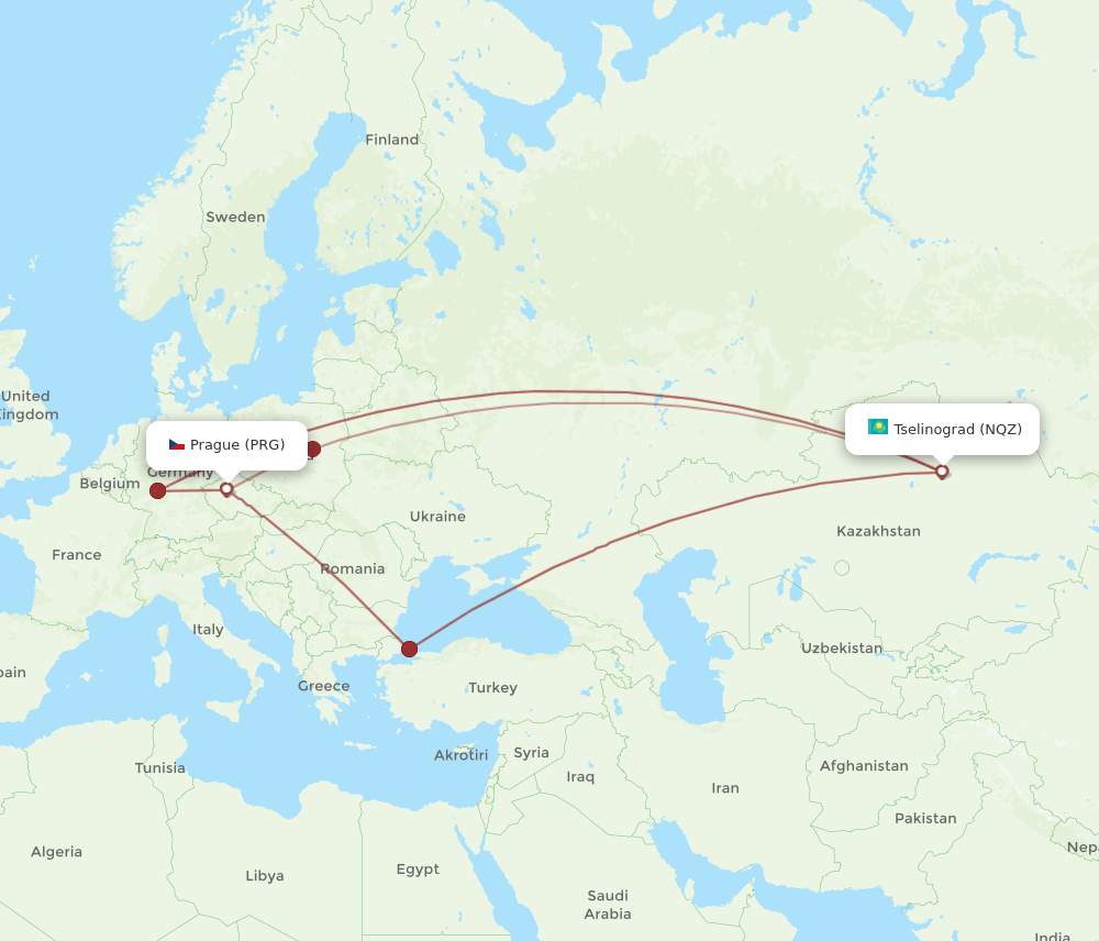 NQZ-PRG flight routes