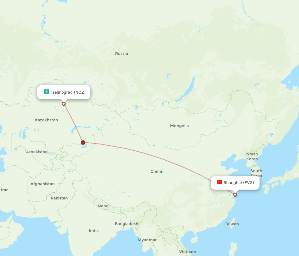NQZ-PVG flight routes