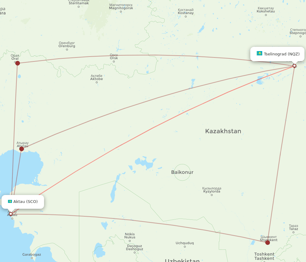 NQZ-SCO flight routes