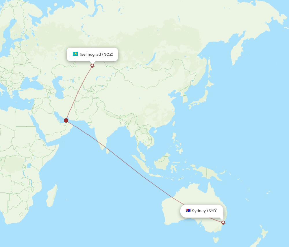 NQZ-SYD flight routes