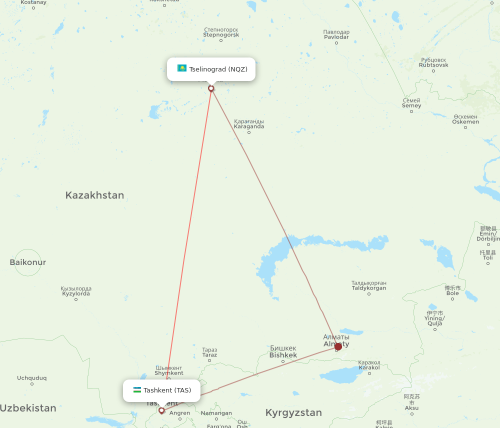 NQZ-TAS flight routes