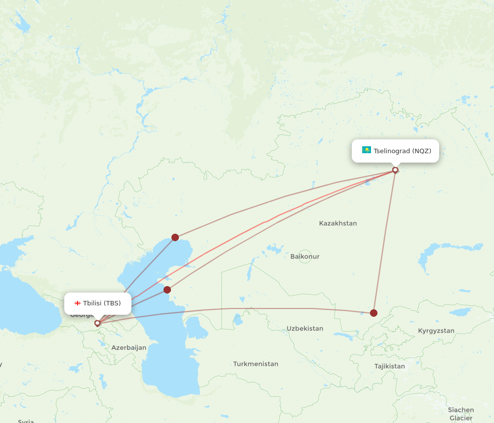 NQZ to TBS flights and routes map