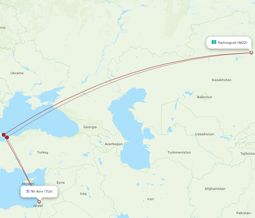 NQZ-TLV flight routes