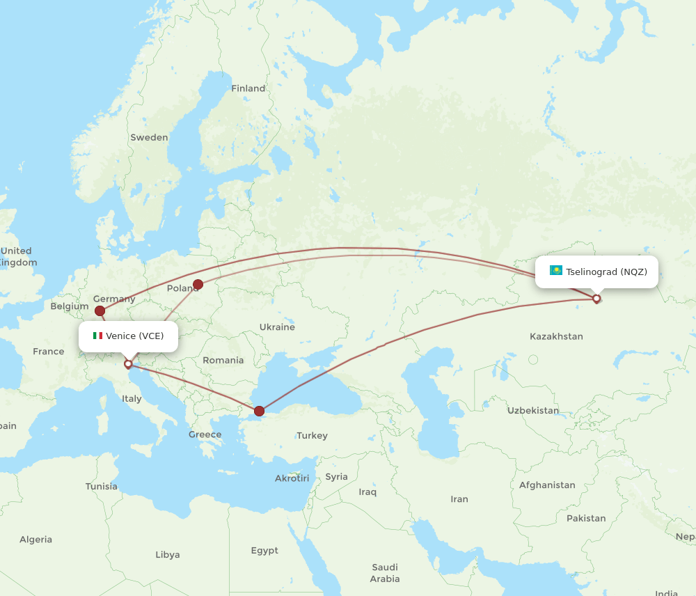 NQZ-VCE flight routes