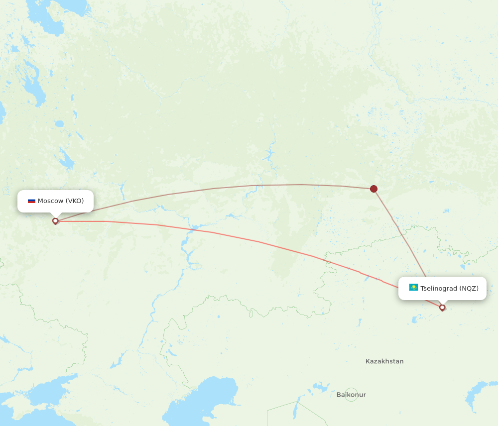 NQZ to VKO flights and routes map