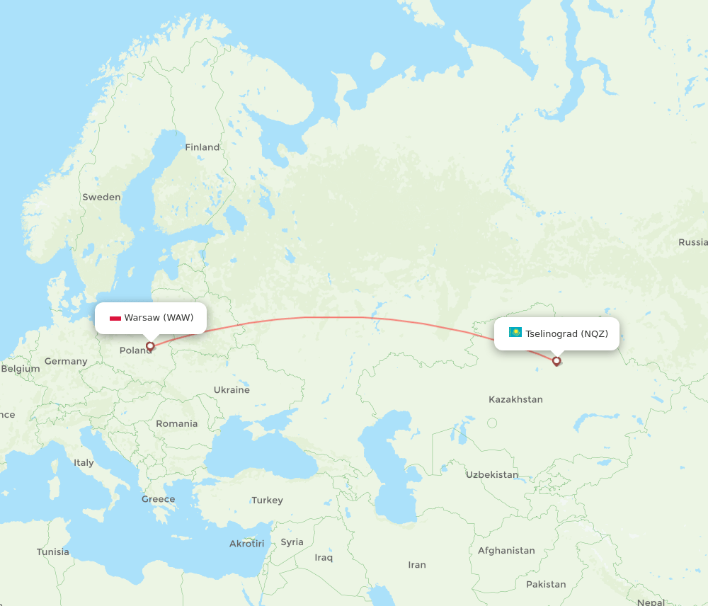 NQZ-WAW flight routes