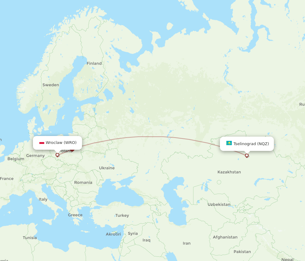 NQZ-WRO flight routes