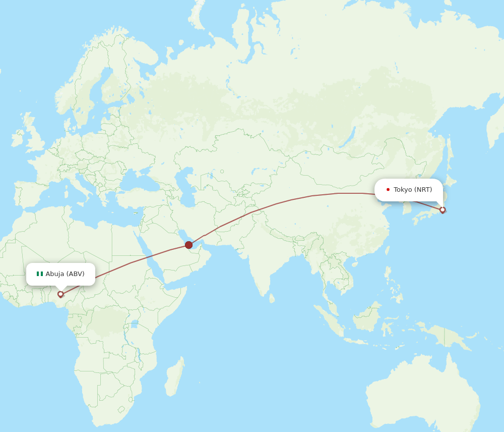 NRT-ABV flight routes
