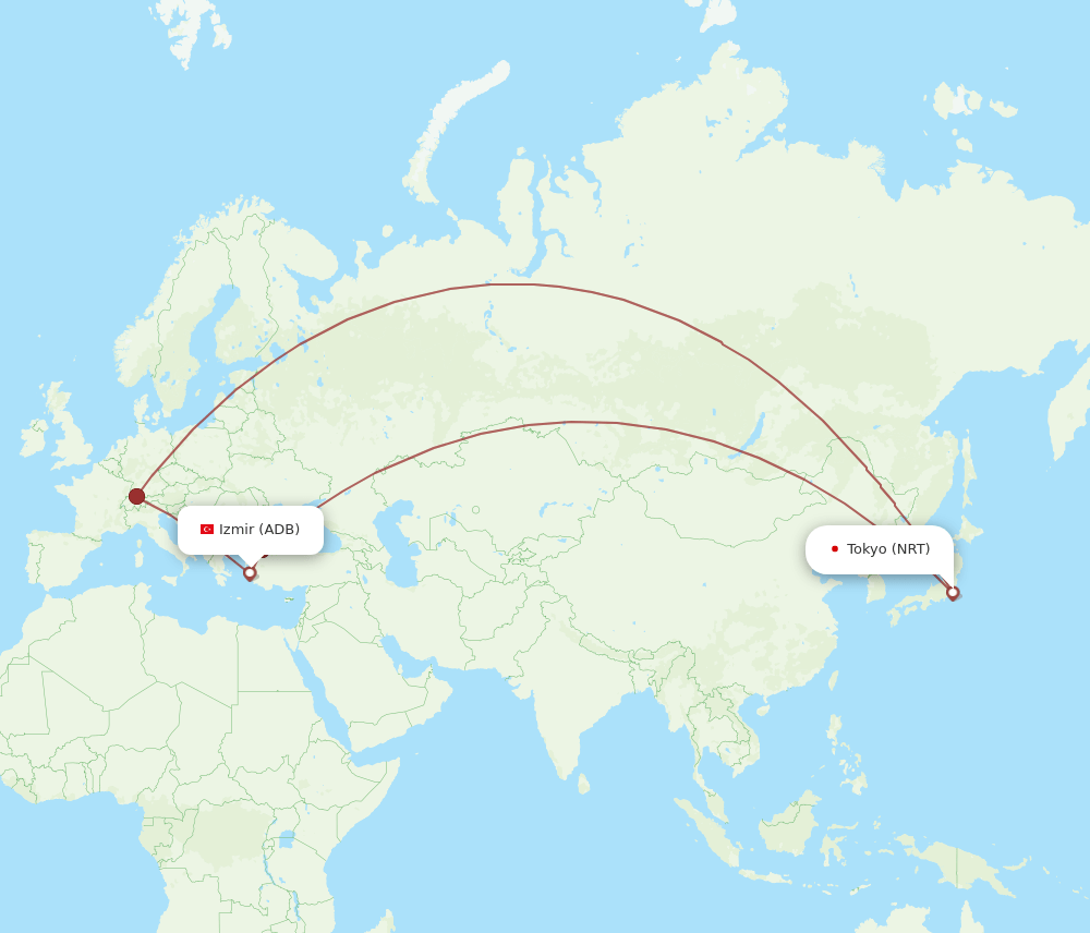 NRT to ADB flights and routes map