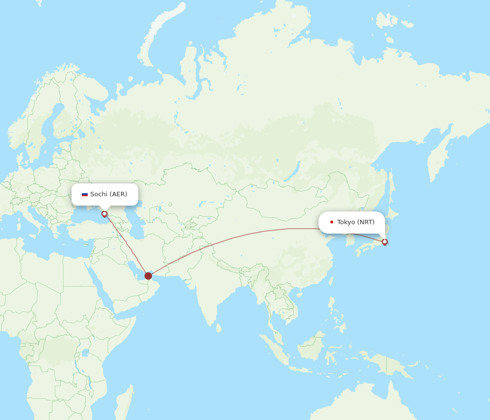 NRT-AER flight routes