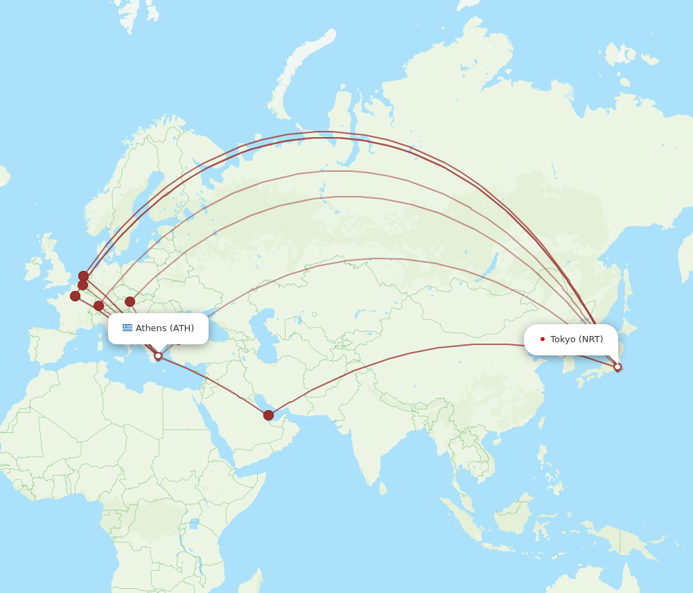 NRT-ATH flight routes