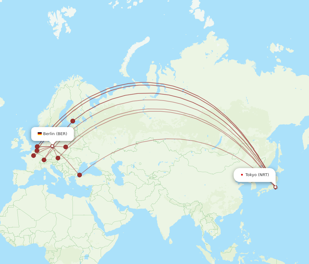 NRT to BER flights and routes map