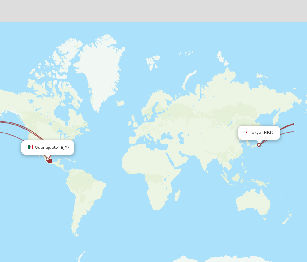 NRT-BJX flight routes