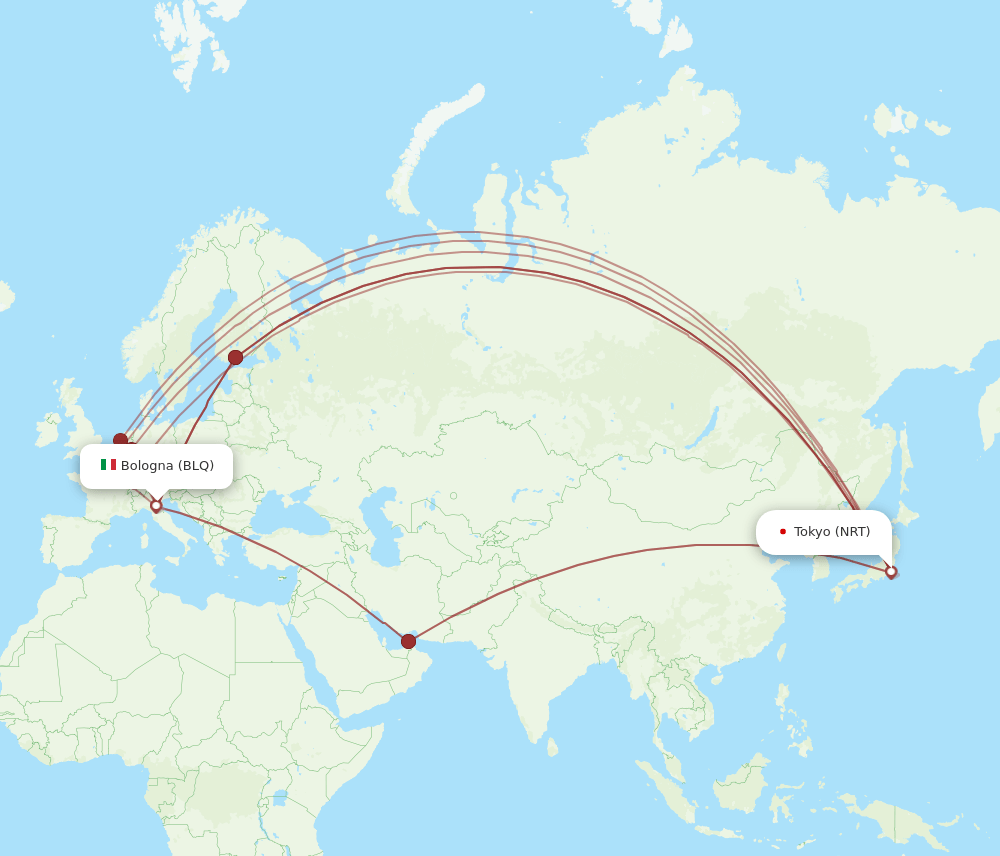 NRT-BLQ flight routes