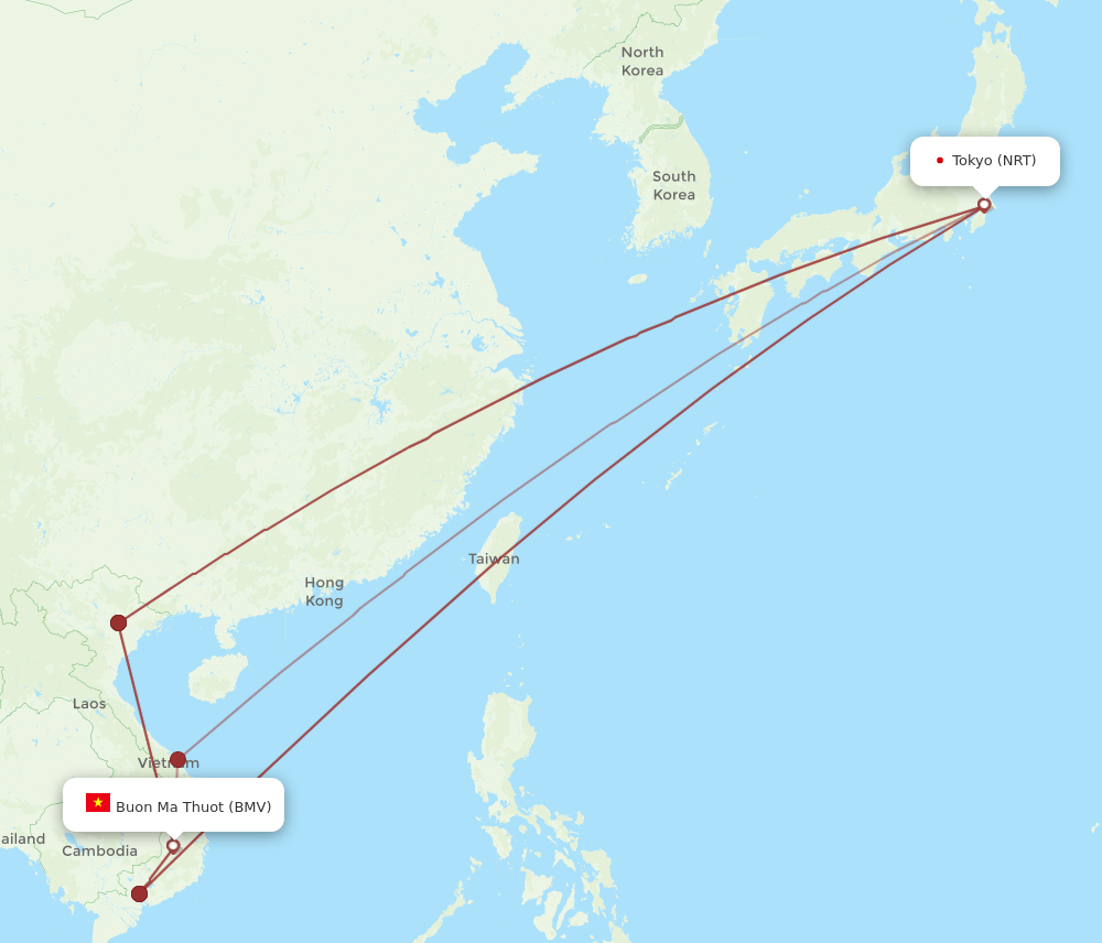 NRT-BMV flight routes