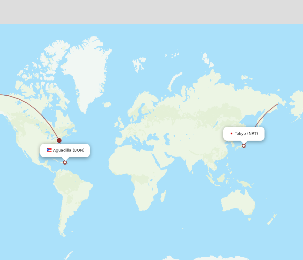 NRT-BQN flight routes