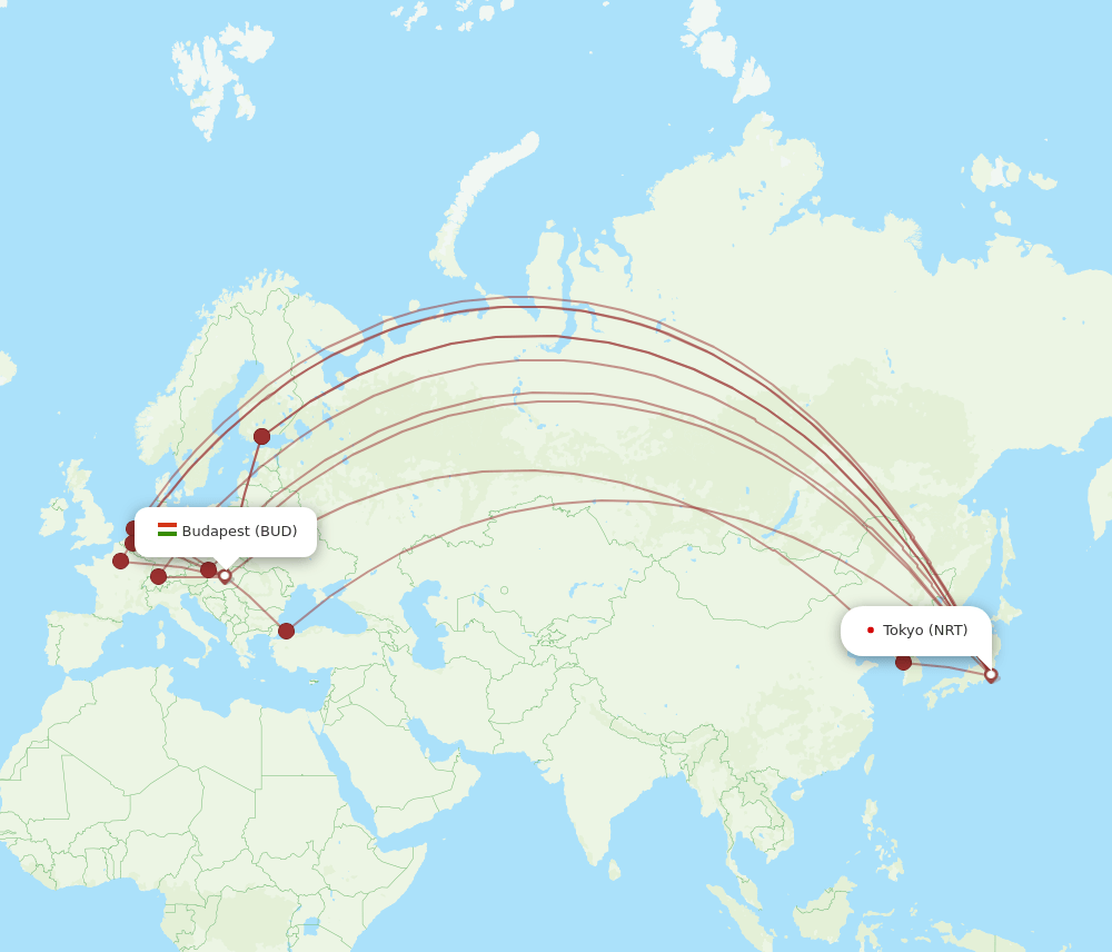 NRT-BUD flight routes