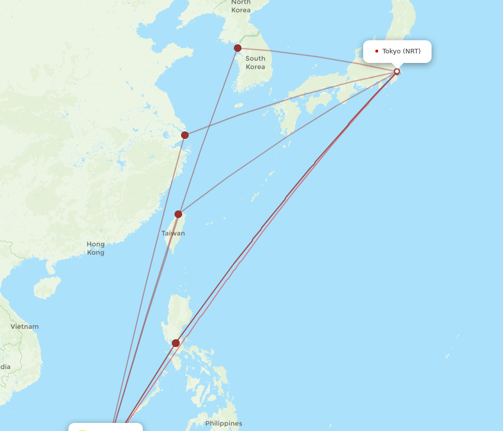 NRT-BWN flight routes