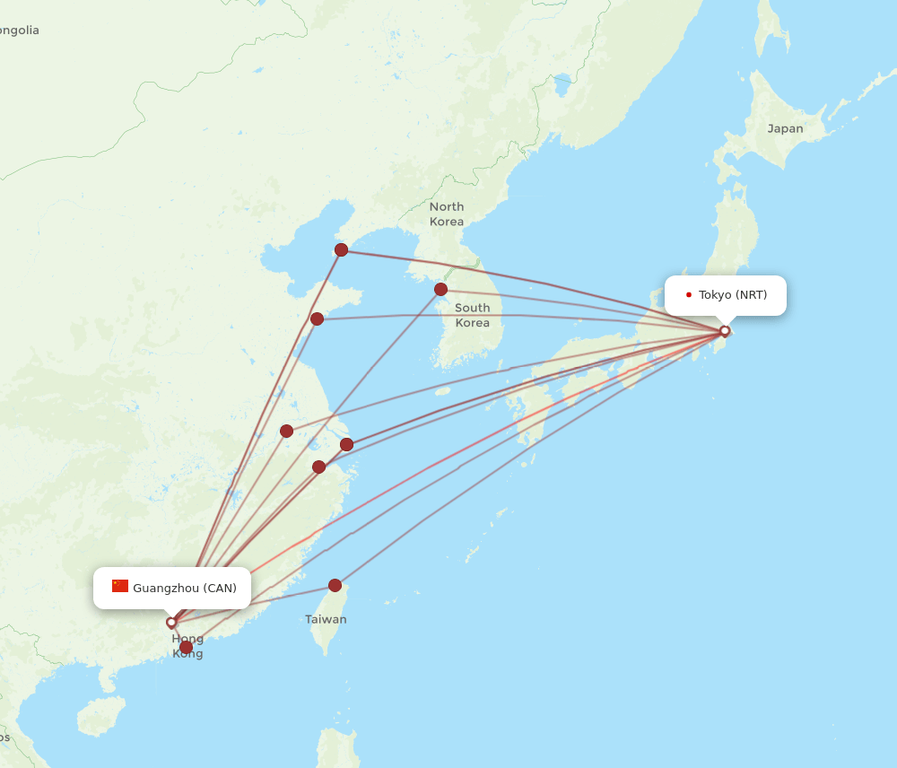 NRT-CAN flight routes