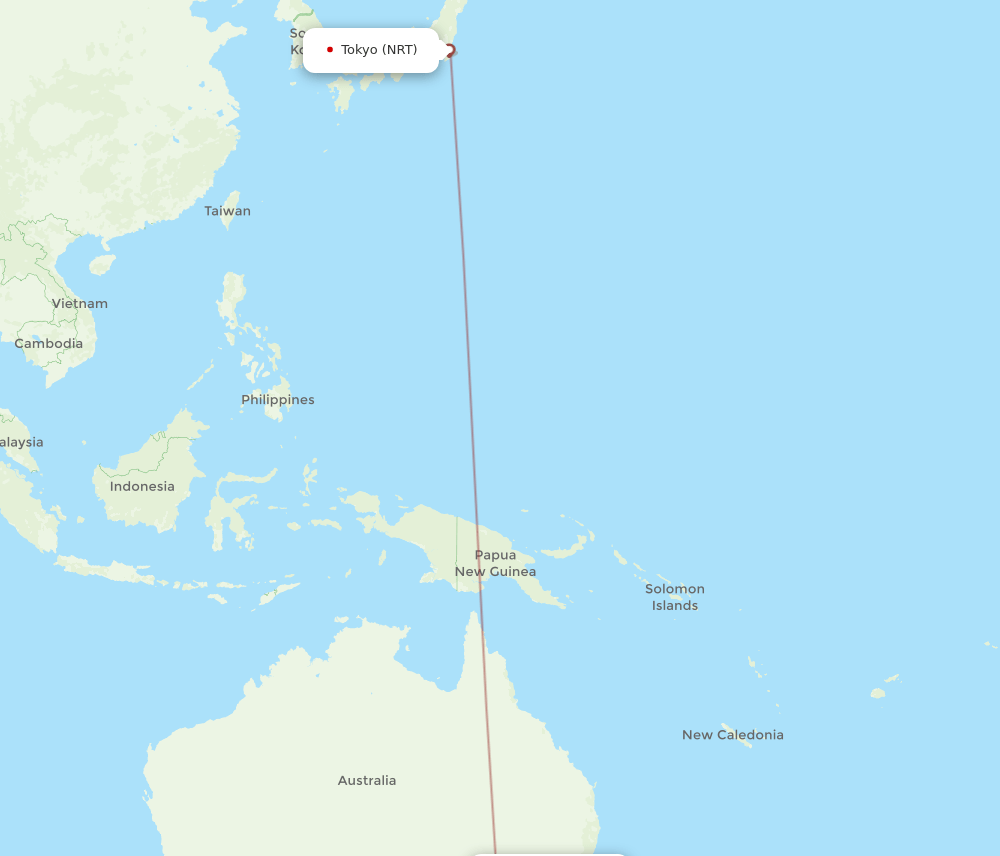 NRT-CBR flight routes