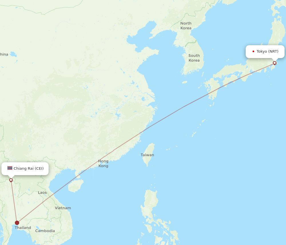 NRT to CEI flights and routes map