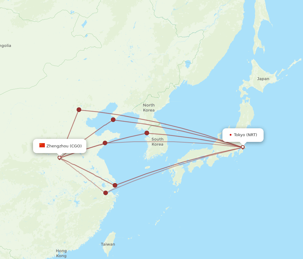 NRT-CGO flight routes