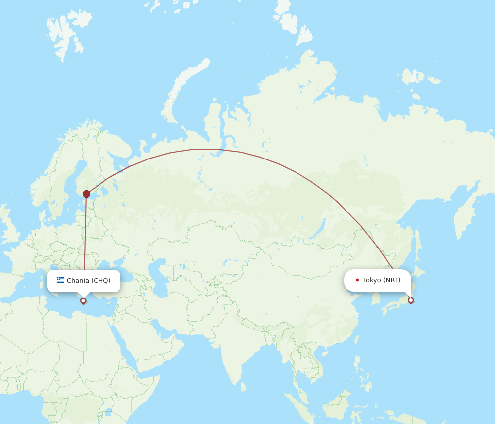 NRT to CHQ flights and routes map