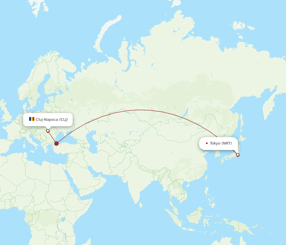 NRT-CLJ flight routes